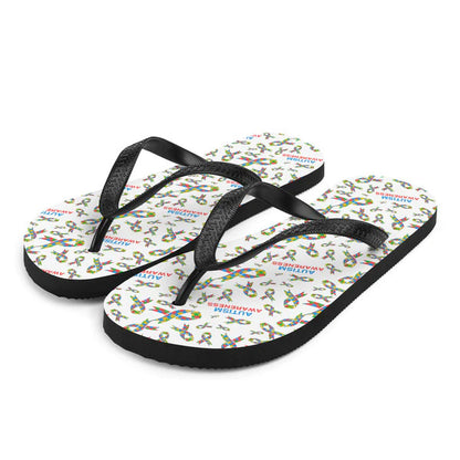 Autism Awareness Ribbon Pattern Flip-Flops