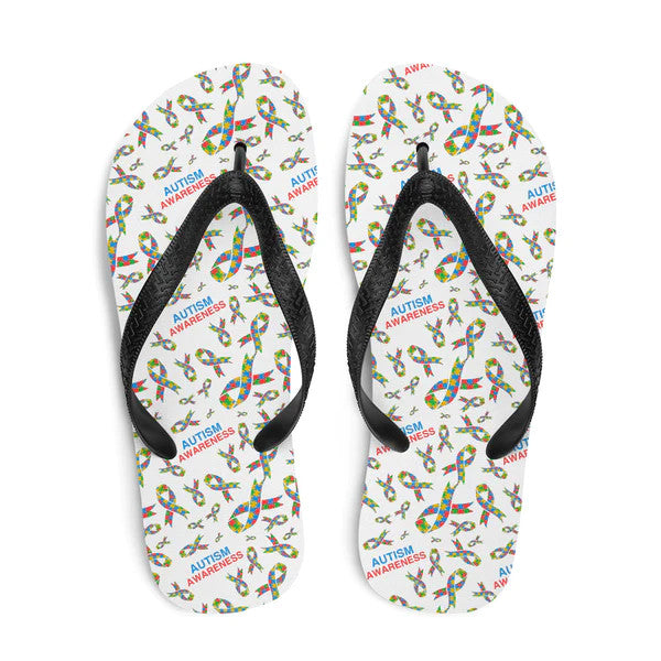 Autism Awareness Ribbon Pattern Flip-Flops