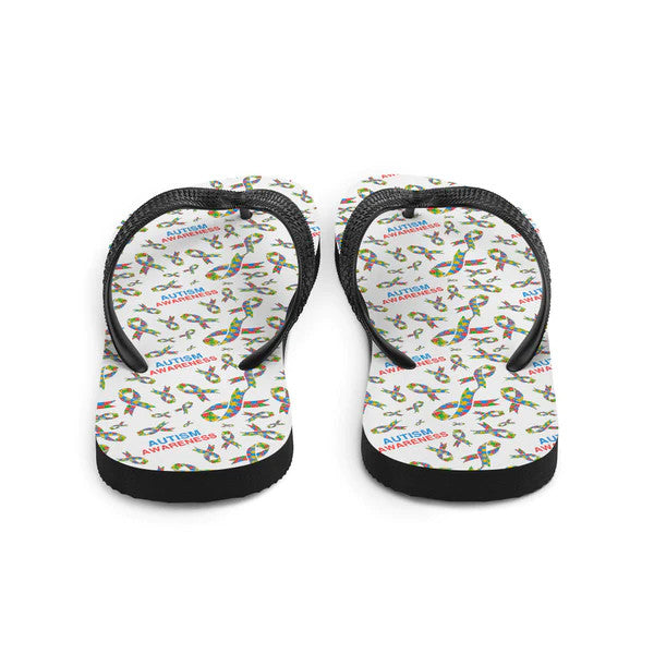 Autism Awareness Ribbon Pattern Flip-Flops