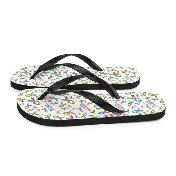 Autism Awareness Ribbon Pattern Flip-Flops