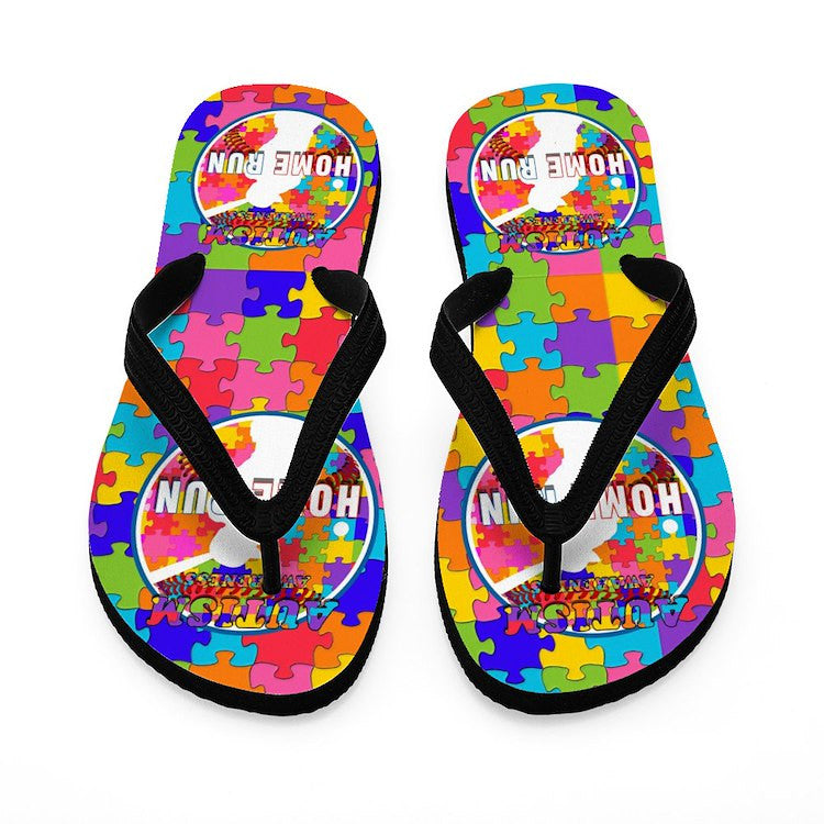 Autism Awareness Baseball Flip Flops