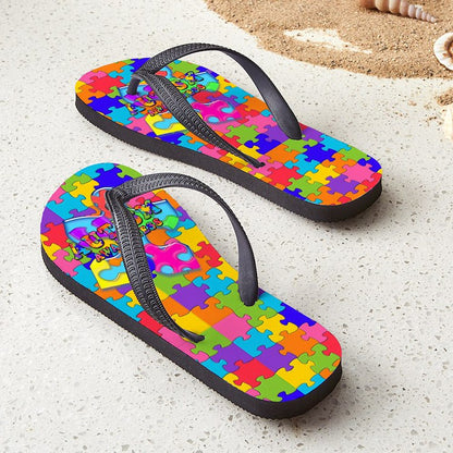 Autism Awareness Puzzle Man Flip Flops