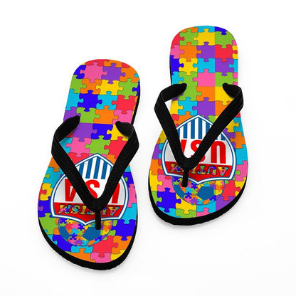 Autism USA Soccer Shield Flip Flops