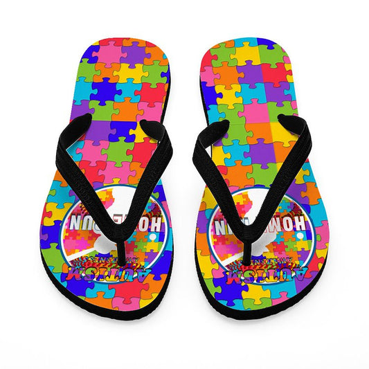 Home Run Autism Awareness Baseball Flip Flops