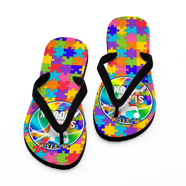 Autism Awareness Basketball Flip Flops