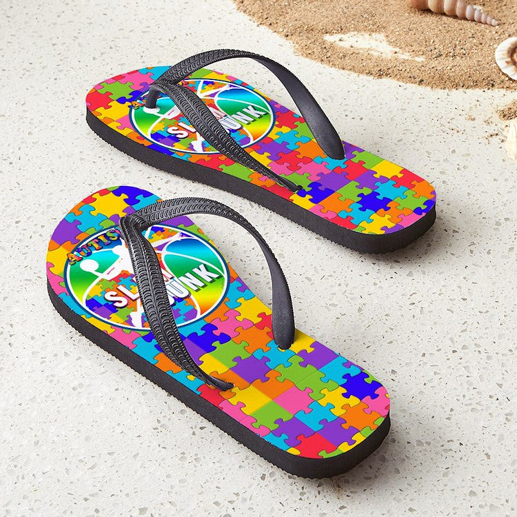 Autism Awareness Basketball Flip Flops