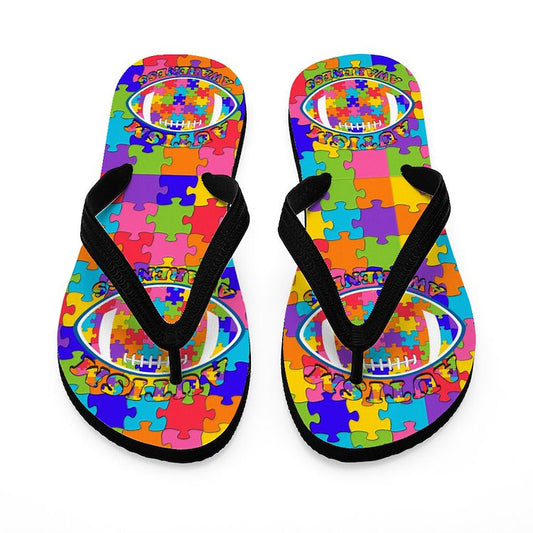 Autism Awareness Rugby Flip Flops