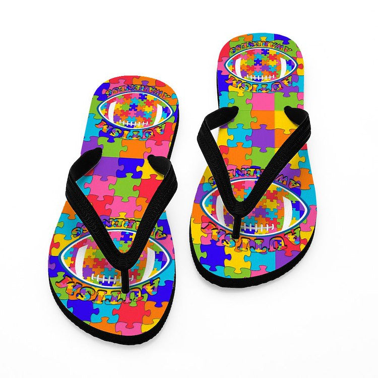 Autism Awareness Rugby Flip Flops