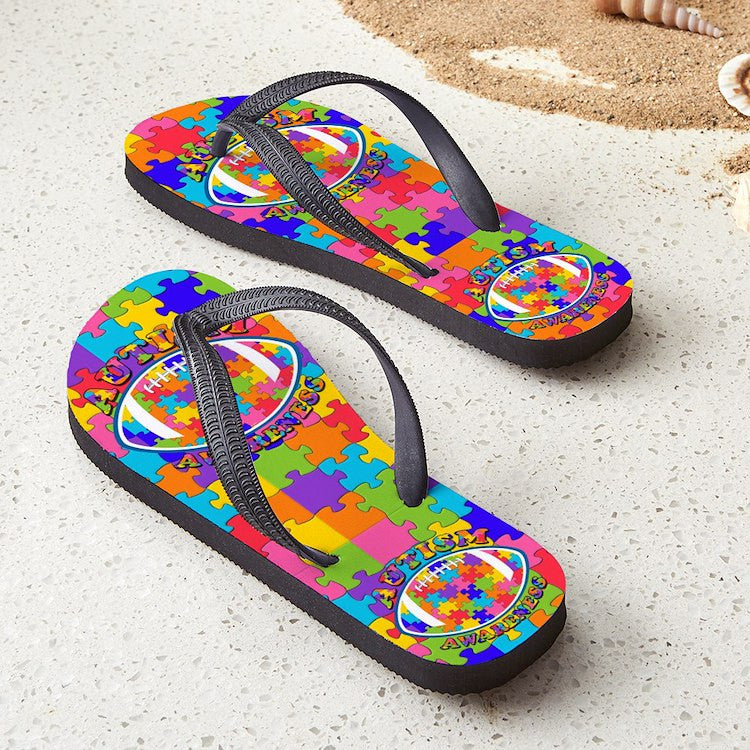 Autism Awareness Rugby Flip Flops