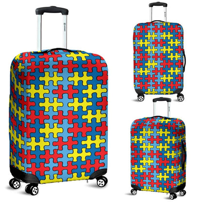 Autism Awareness Pattern Travel Luggage Cover Washable Elastic Suitcase Protector