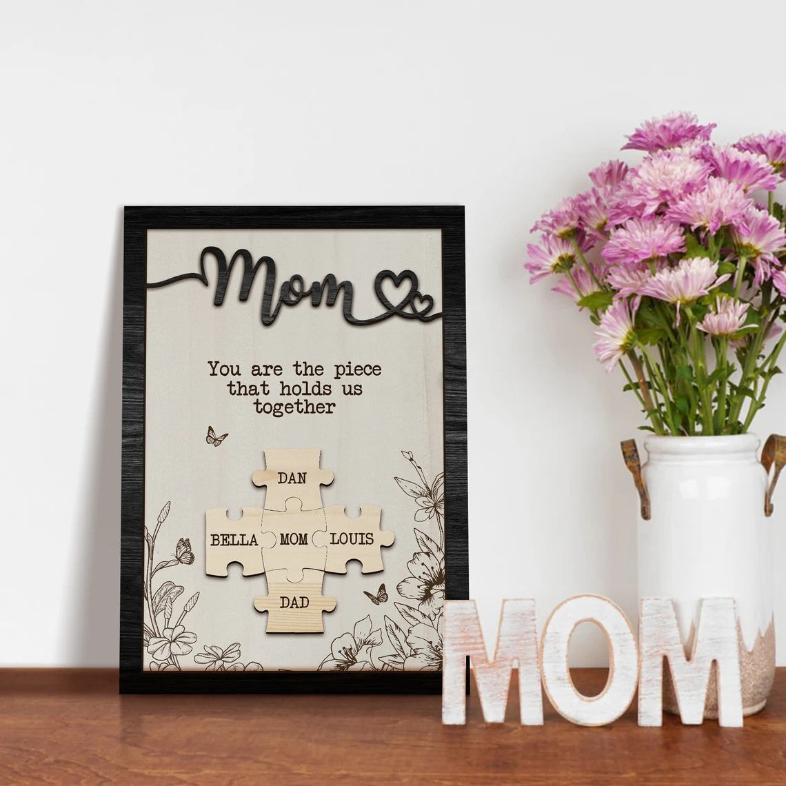 Personalized Unique Autism Mom Puzzle Sign Gift from Kids Husband