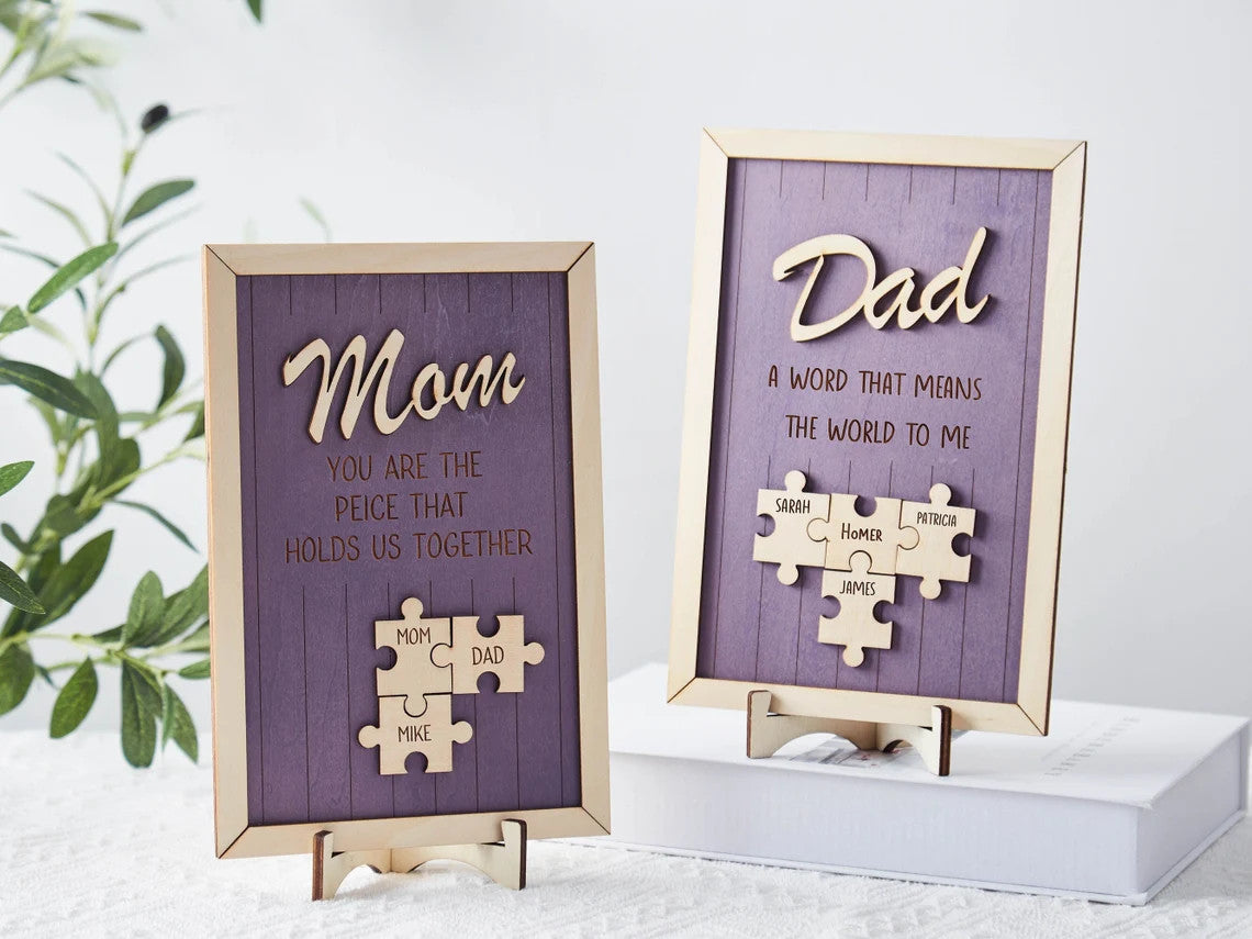 Custom Gifts For Mom, Mother's Day Puzzle Plaque, Father's Day Puzzle Sign, Grandparent Gifts