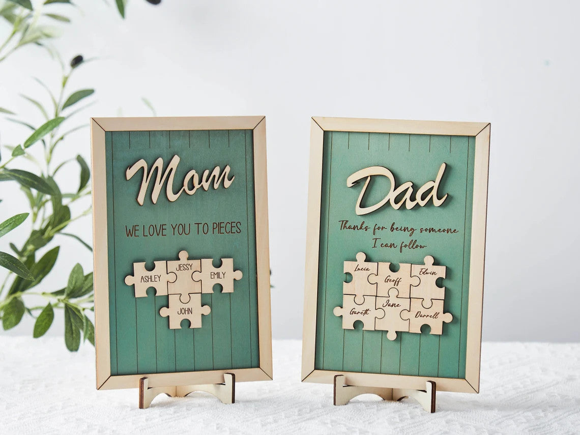 Custom Gifts For Mom, Mother's Day Puzzle Plaque, Father's Day Puzzle Sign, Grandparent Gifts