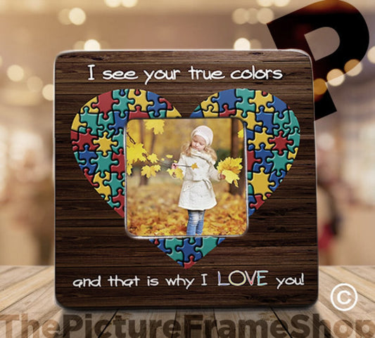 Customized Autism Awareness, I Love You To Pieces, Autism Puzzle, Autism Picture Frame Heart