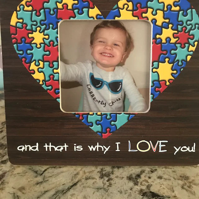 Customized Autism Awareness, I Love You To Pieces, Autism Puzzle, Autism Picture Frame Heart