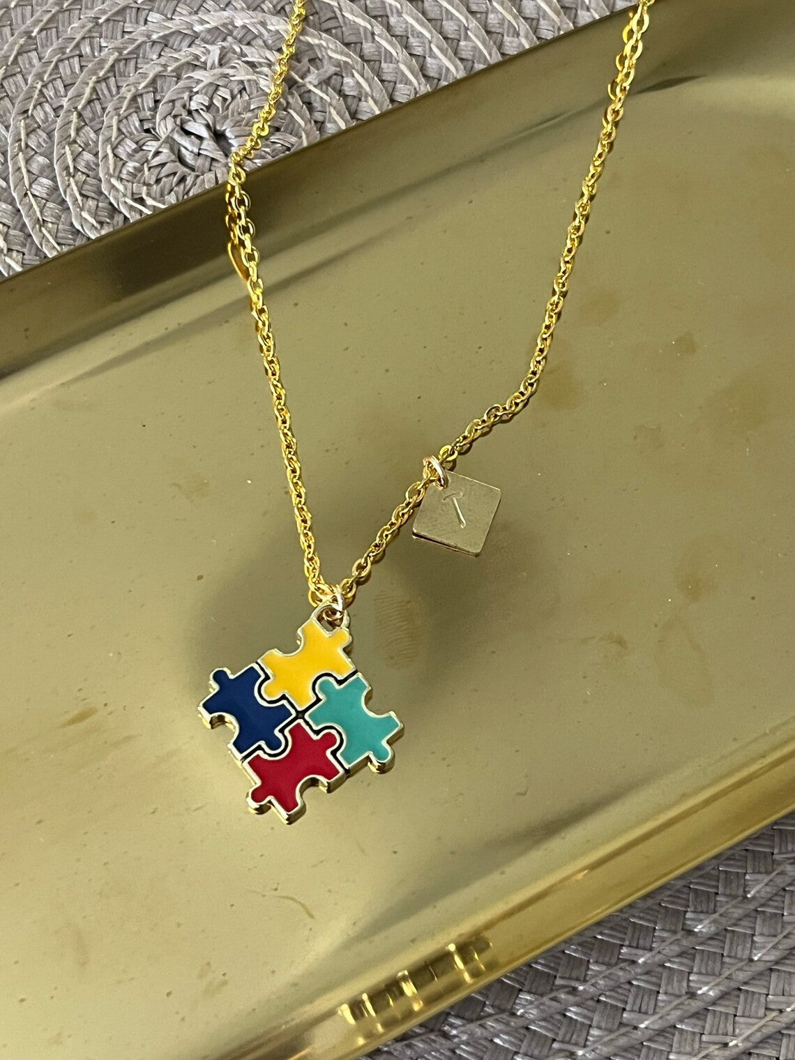 Personalized Puzzle Piece Necklace for Autism Awareness