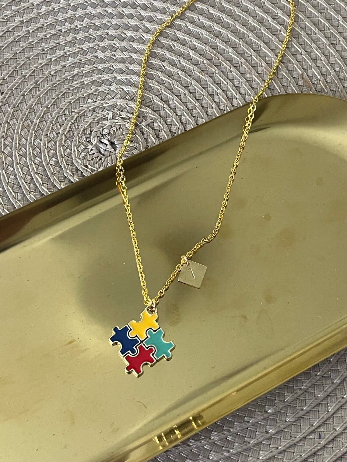 Personalized Puzzle Piece Necklace for Autism Awareness