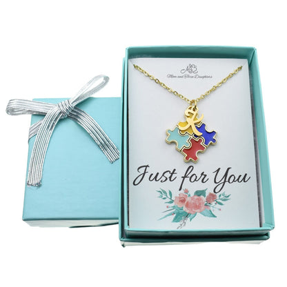 Personalized Initial Necklace Autism Awareness