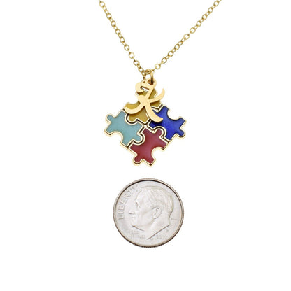 Personalized Initial Necklace Autism Awareness