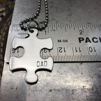 Personalized Puzzle Necklace Stainless Steel Keychain Necklace Custom Autism puzzle Piece Personalized Stainless Steel