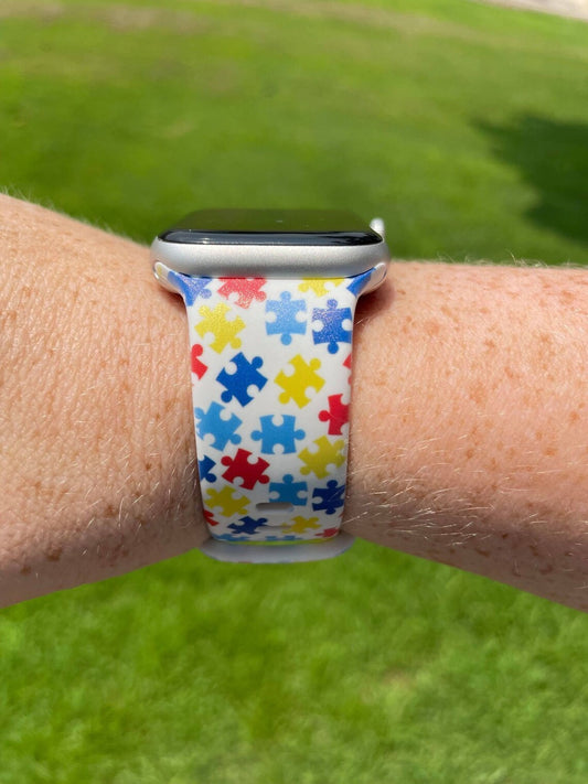 Autism Puzzle Piece Watch Band Compatible with Apple Watch Samsung Garmin