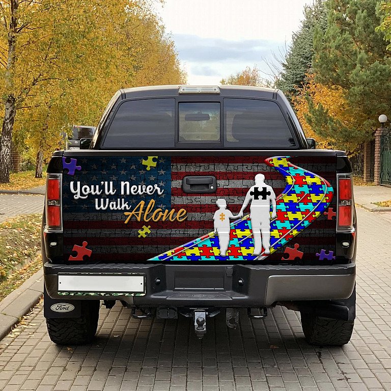 Autism Awareness You Will Never Walk Alone Truck Tailgate Decal Sticker Wrap