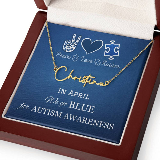 Personalized Peace Love Autism In April We Go Blue For Autism Awareness Necklace Gift, Autism Awareness Gift,Autism Puzzle