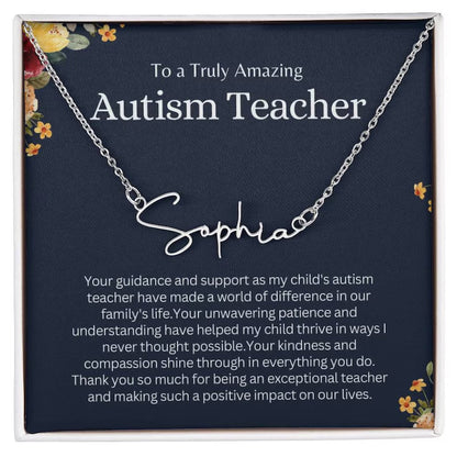 Personalized Name Necklace Gift for Autism Teacher