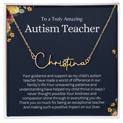 Personalized Name Necklace Gift for Autism Teacher