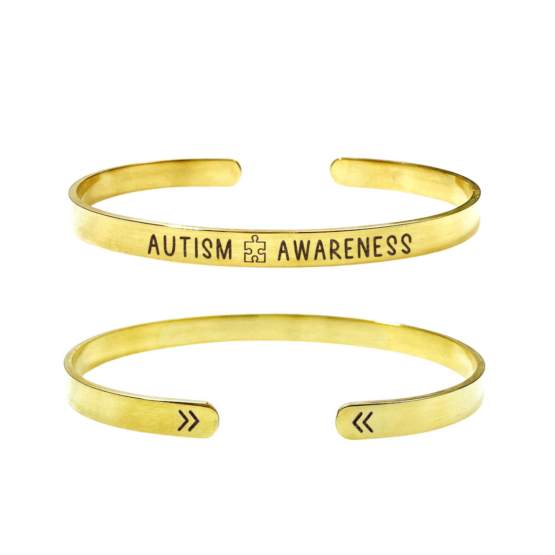 Autism Awareness Cuff Bracelet 14k Gold Plated Stainless Steel Medical Bracelet Handmade Jewelry