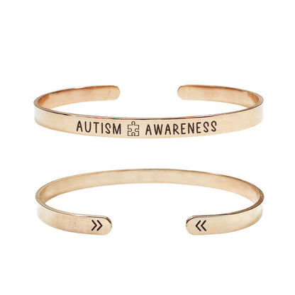 Autism Awareness Cuff Bracelet 14k Gold Plated Stainless Steel Medical Bracelet Handmade Jewelry