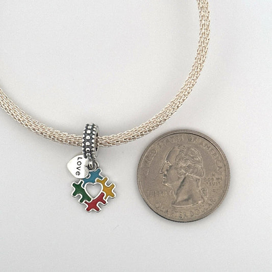 Autism Puzzle Charm, Pandora Style Charm, Autism Pendant, Puzzle Charm, Sterling Silver