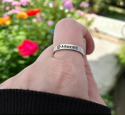 Personalized Autism Puzzle Ring With BirthStones