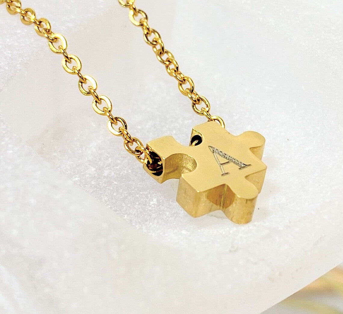 Personalized Autism awareness puzzle piece necklace,