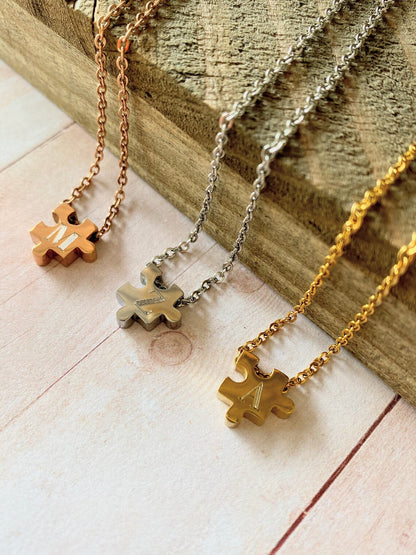 Personalized Autism awareness puzzle piece necklace,