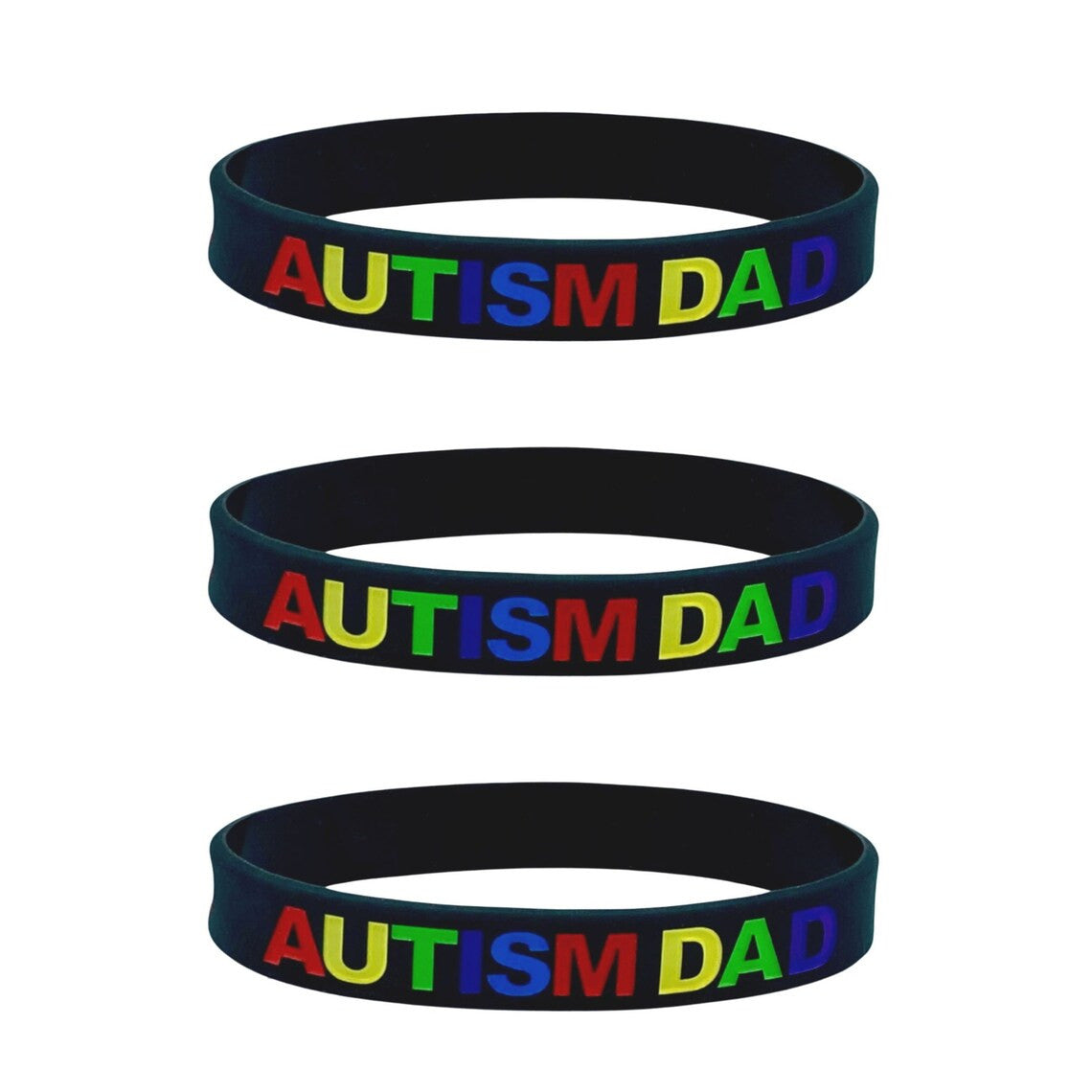 Autism Dad Wristband Aspergers Autistic Awareness Silicone Bracelet Band Black Rainbow Heart Father Parent Gift