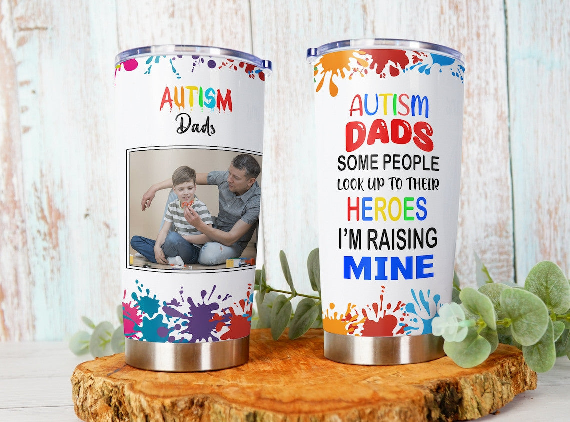 Personalized Autism Awareness Dads Tumbler - Father's Day Gift Idea for Dads