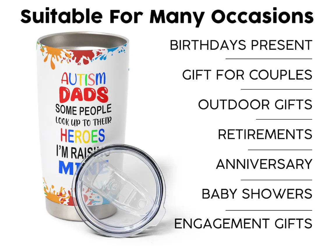 Personalized Autism Awareness Dads Tumbler - Father's Day Gift Idea for Dads