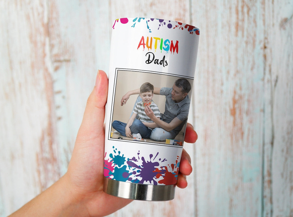 Personalized Autism Awareness Dads Tumbler - Father's Day Gift Idea for Dads