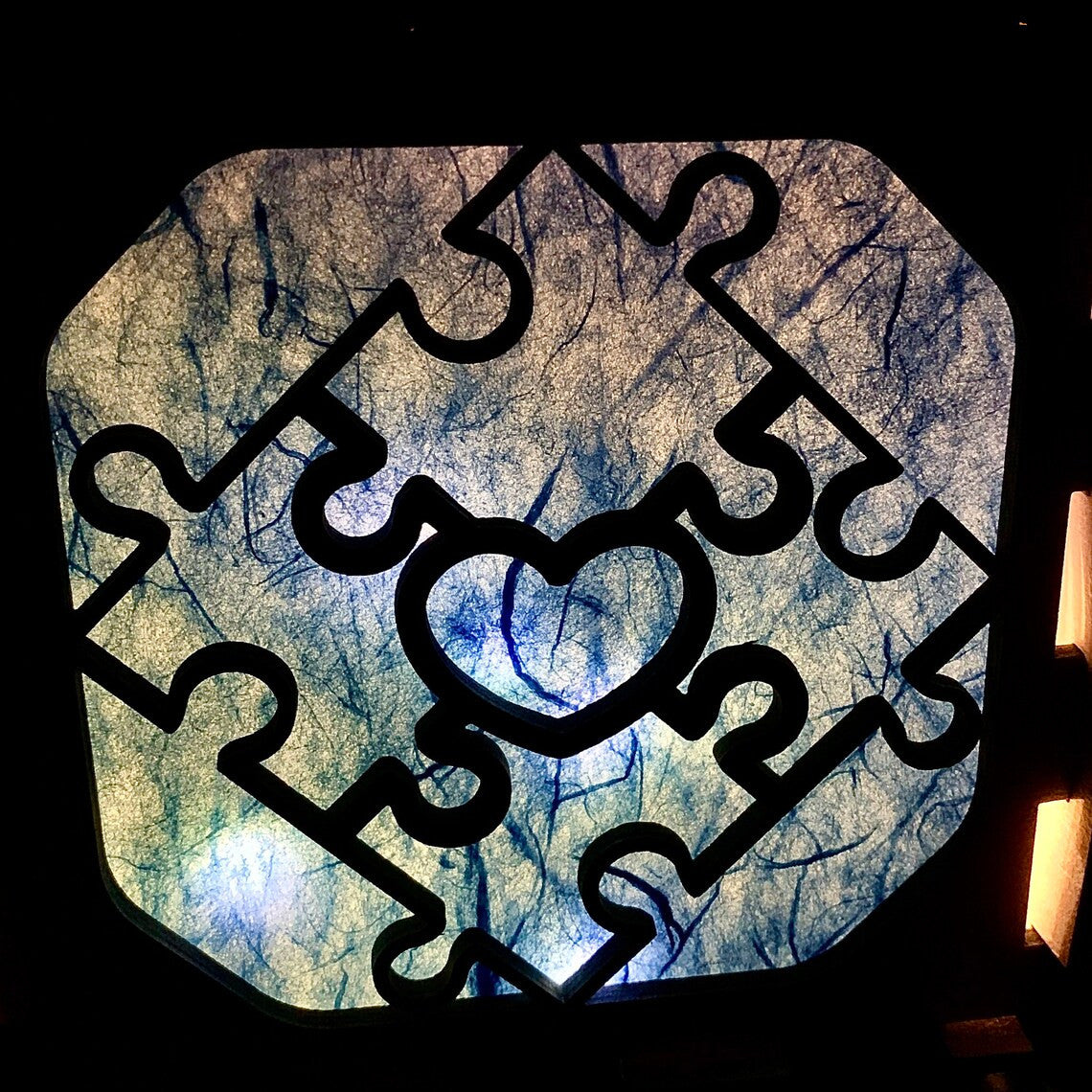 Autism Awareness Paper Lantern, Autism Awareness Night Light, Light Box, Puzzle Piece Light
