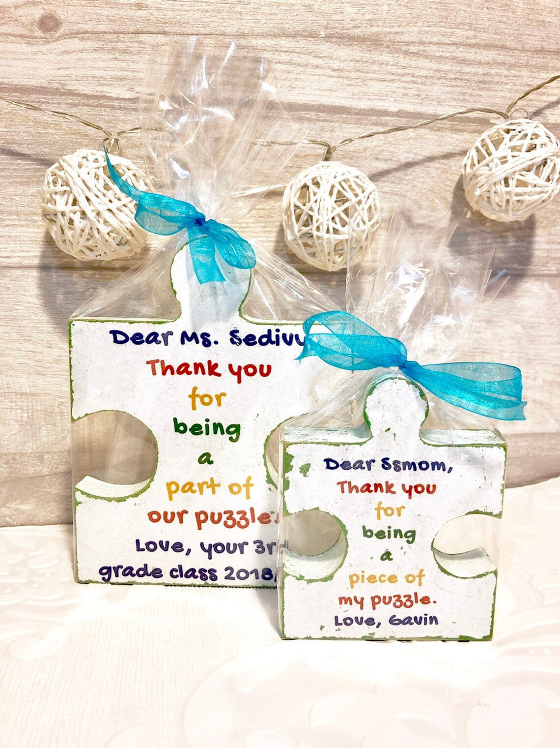 Personalised Autism Teacher Appreciation Wooden Gift,Thank you Puzzle Piece