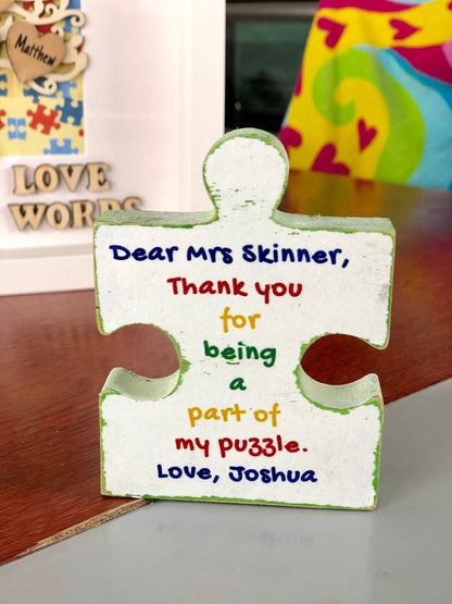 Personalised Autism Teacher Appreciation Wooden Gift,Thank you Puzzle Piece