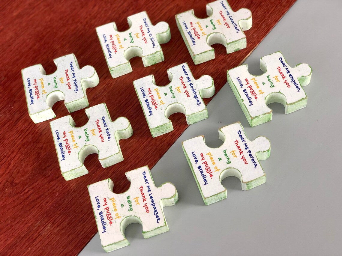 Personalised Autism Teacher Appreciation Wooden Gift,Thank you Puzzle Piece