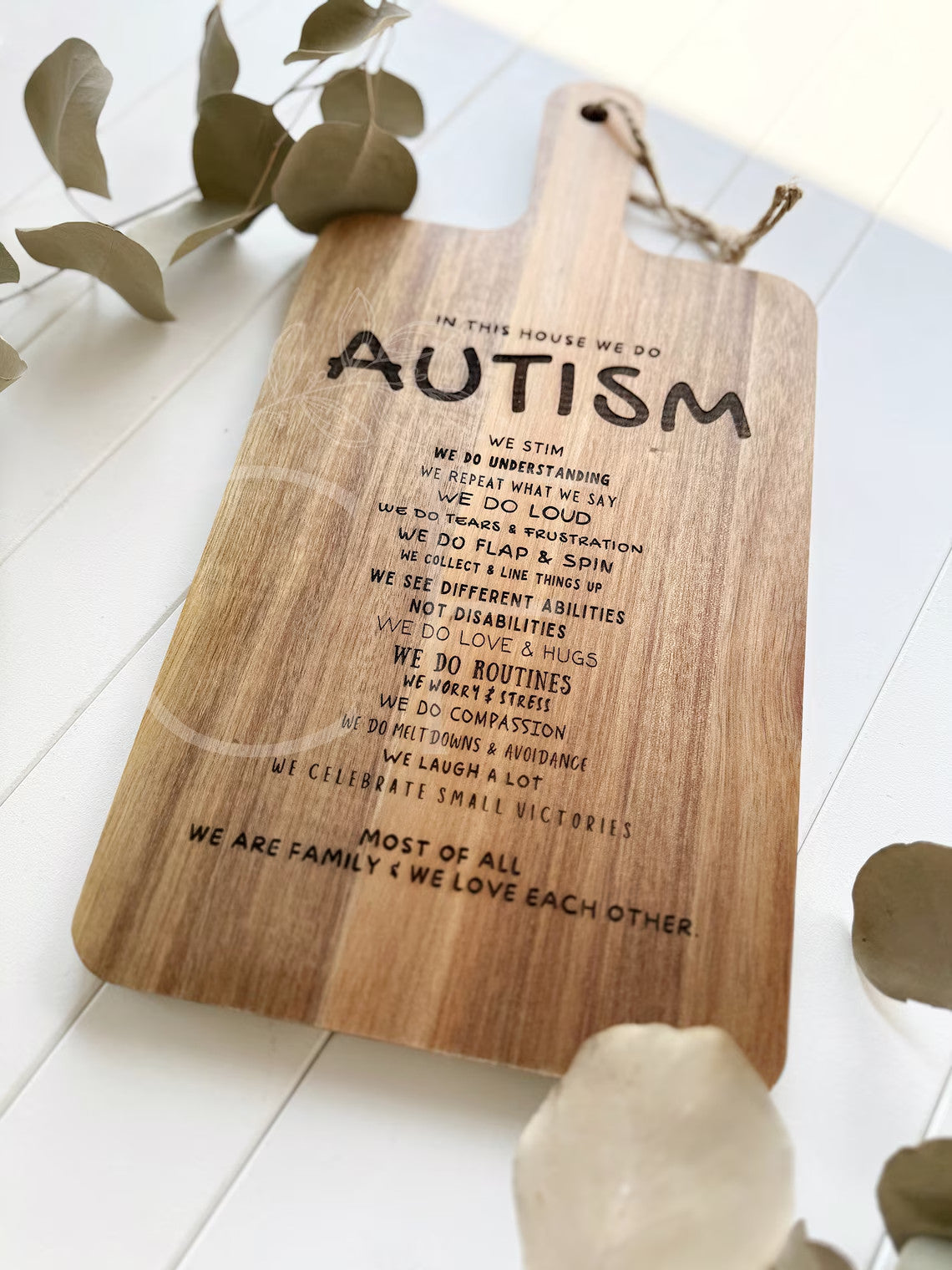 In This House We Do Autism Board Sign | Autism Mom, Autism Awareness Acceptance, Engraved Cutting Board, Family Sign, Home Decor