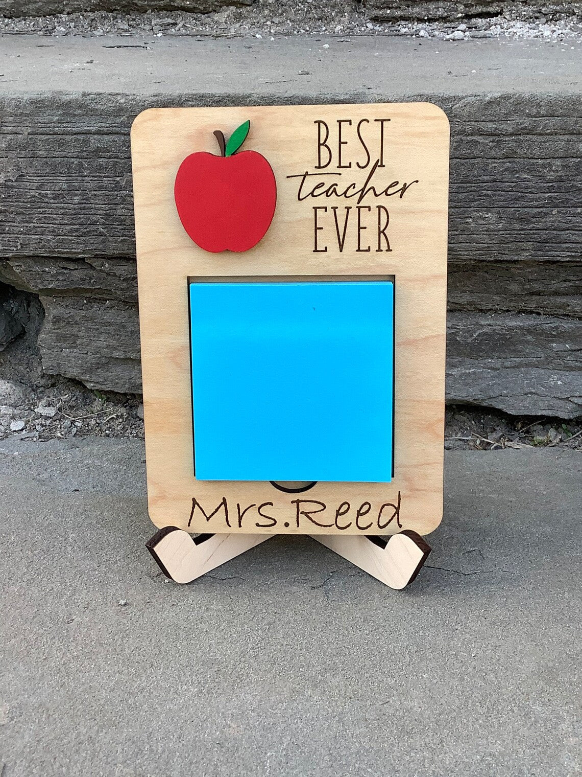 Sticky Note Pad Holder - Teacher Apple - Appreciation Gift - Puzzle Piece - Stand & Note Pad Included - End of Year Gift - Piece of Story