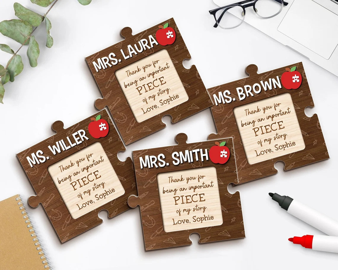 Teacher Puzzle Piece Sticky Note Holder, Teacher Appreciation Gift,Personalized Teacher Gifts, Custom Teacher Sticky Note Pad, Teacher Gift