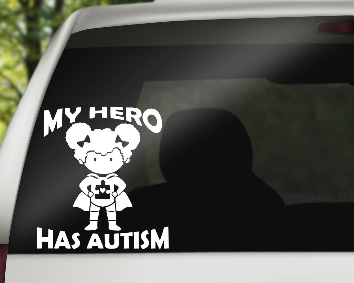 My Hero Has Autism Sticker Decal with Detail - Autism Awareness Car Truck Decal Sticker - Autistic - Neurodiverse Sticker Warning