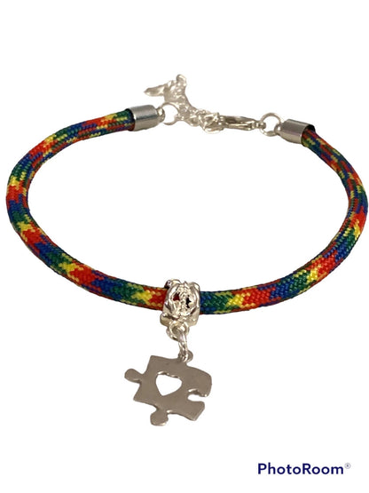 Autism Bracelet, Autism Awareness Jewelry, Paracord Bracelet, Pride Bracelet, Puzzle Autism Mom, Teacher Gifts Muti Colored Adjustable