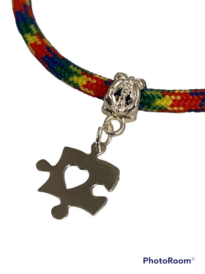 Autism Bracelet, Autism Awareness Jewelry, Paracord Bracelet, Pride Bracelet, Puzzle Autism Mom, Teacher Gifts Muti Colored Adjustable