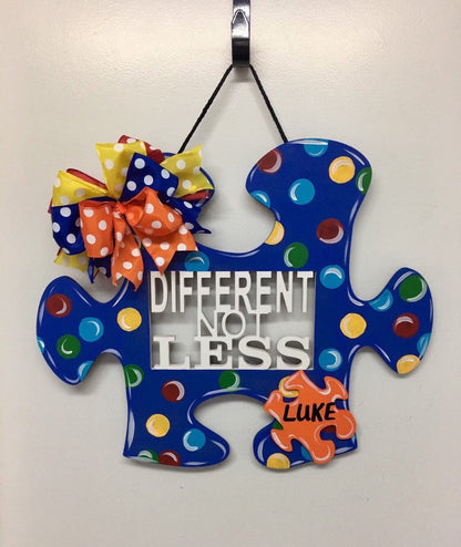 Autism Sign, Door Hanger, Wall Decor, Personalized Gifts, Wreath, Welcome Sign, Puzzles